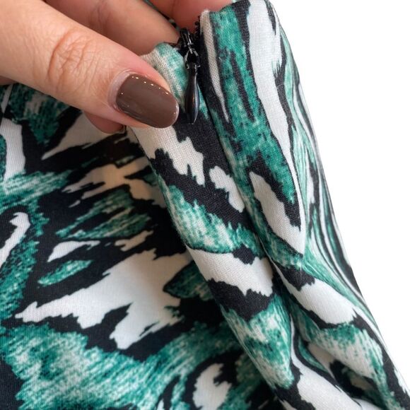 Zara Collection Size S Cutout Halter Strappy Mini Dress Green Black Tropical - Picture 4 of 9